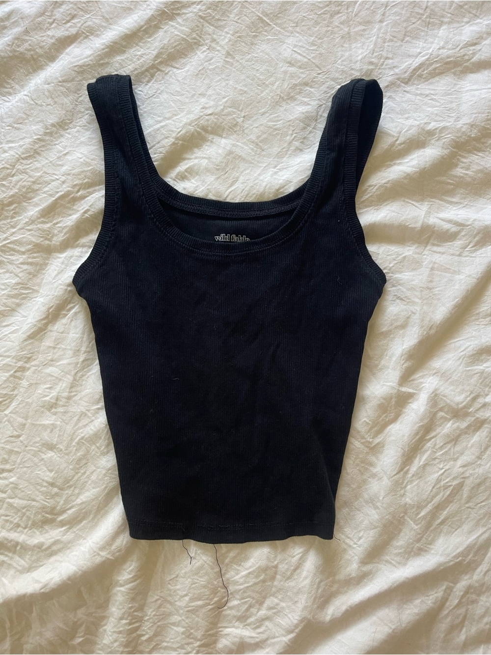 wild fable Black Ribbed Square-Neck Tank